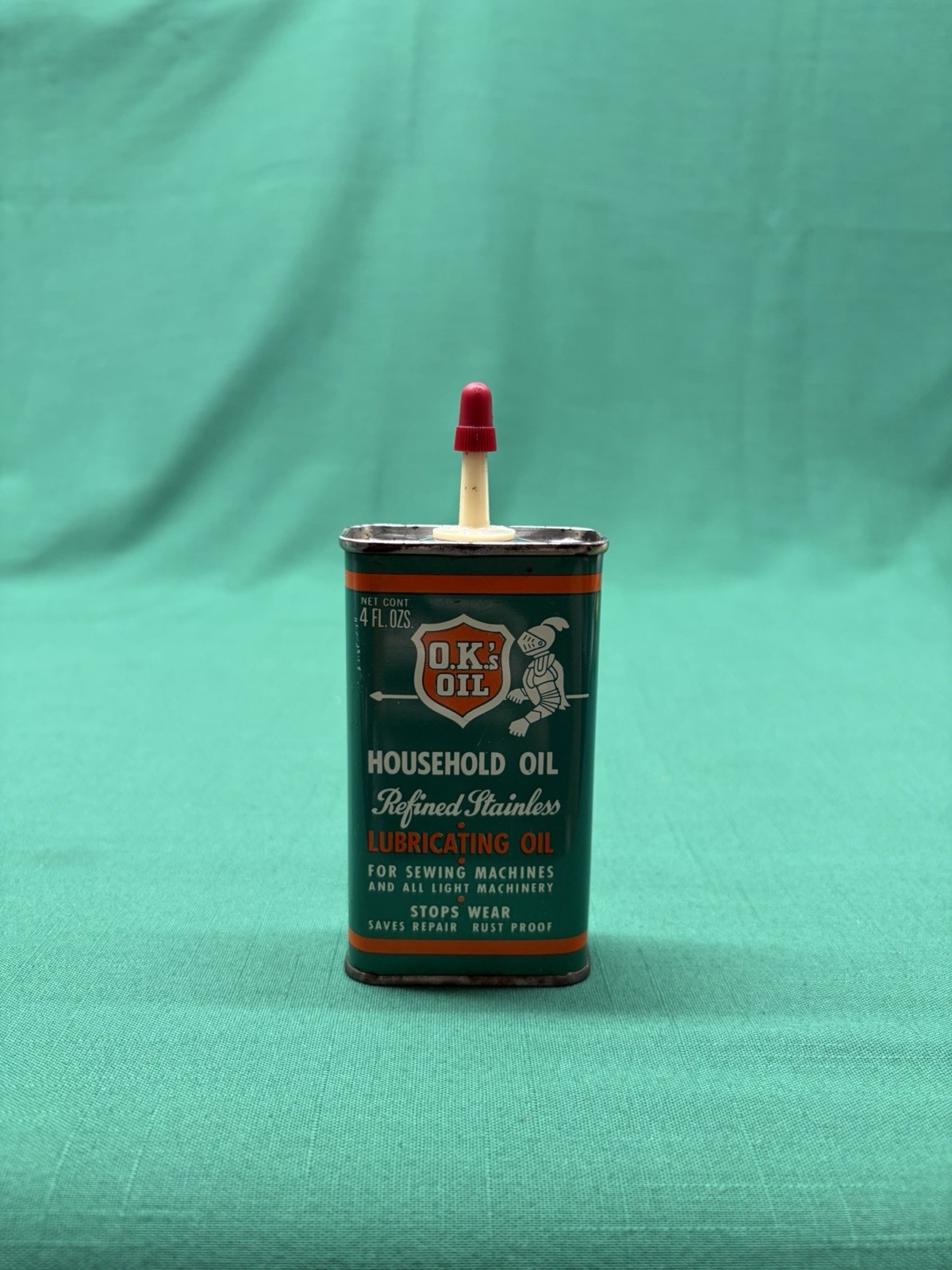 Vintage 1950s O.K.\'s Oil Household Oil Tin Can 4 FL OZ