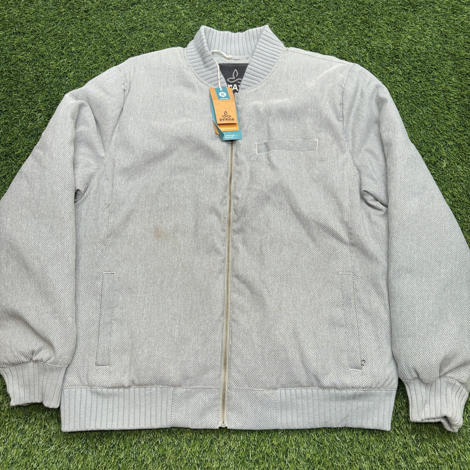 NWT Prana Showdown Bomber Jacket Womens XL Gray Full Zip Outdoors READ NWT Prana Showdown Bomber Jacket Womens XL Gray Full Zip Outdoors READ