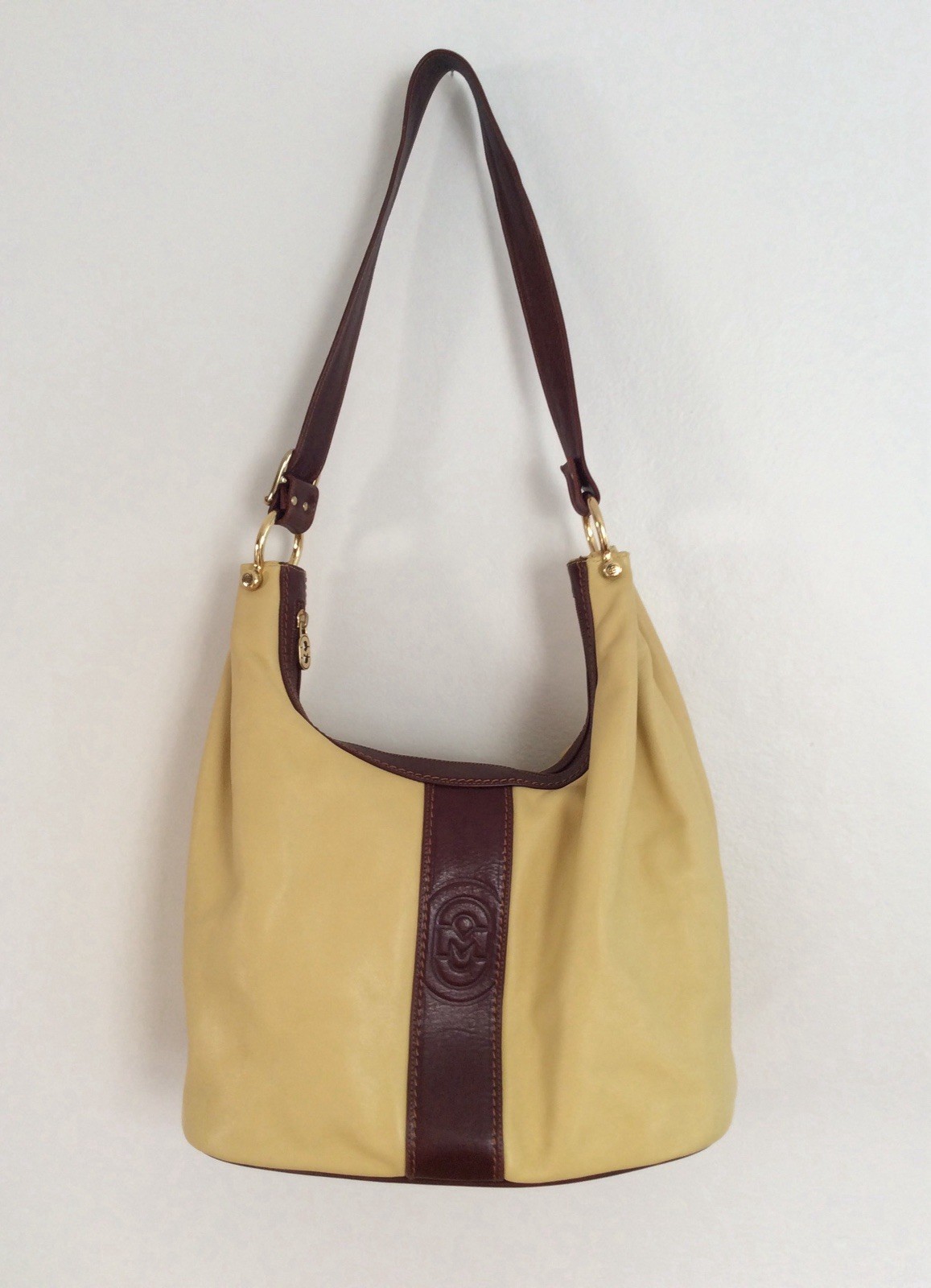 Marino Orlando Butter Yellow Brown Leather Large Shoulder Hobo Bag Marino Orlando Butter Yellow Brown Leather Large Shoulder Hobo Bag