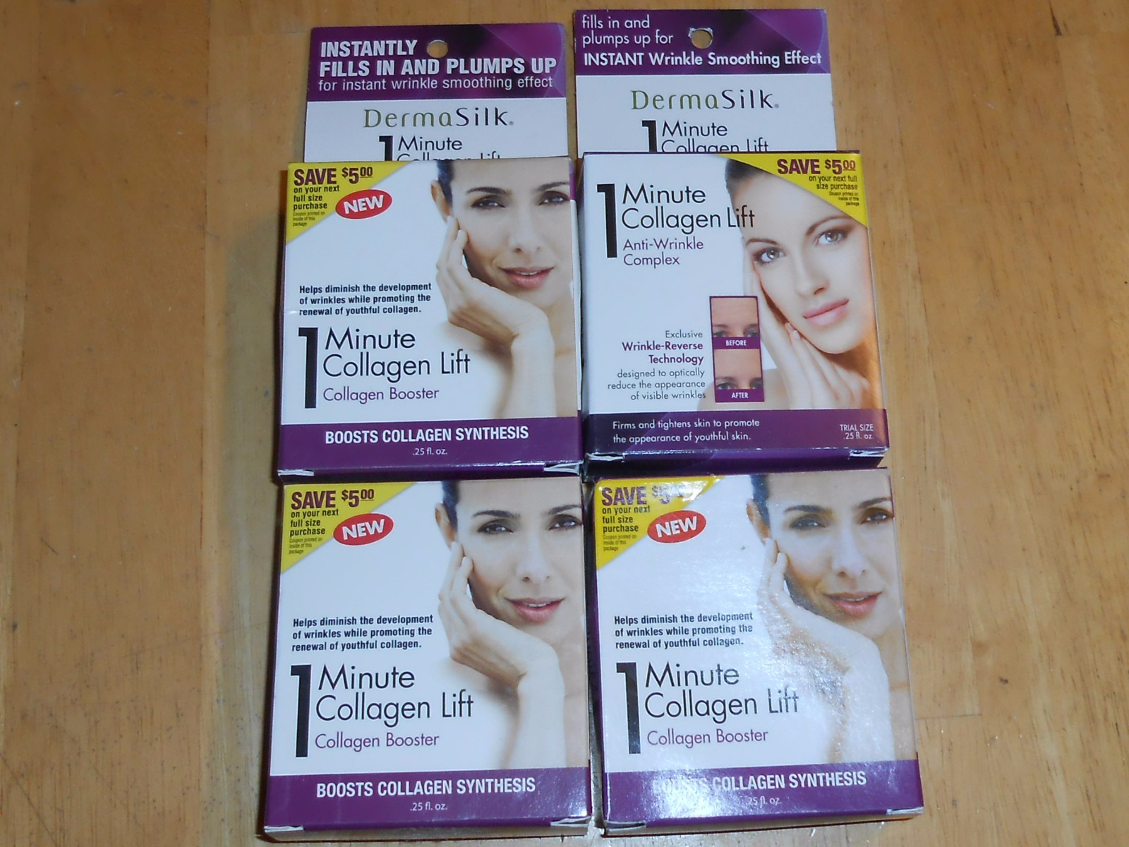 1oz lot DERMA SILK 1 MINUTE COLLAGEN LIFT COLLAGEN BOOSTER dermasilk 4-pack