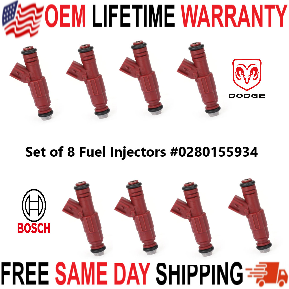 UPGRADED OEM Bosch x8 12 hole 24LB Injectors for 00-03 Dodge 3.9 5.9 ADD MPG&HP