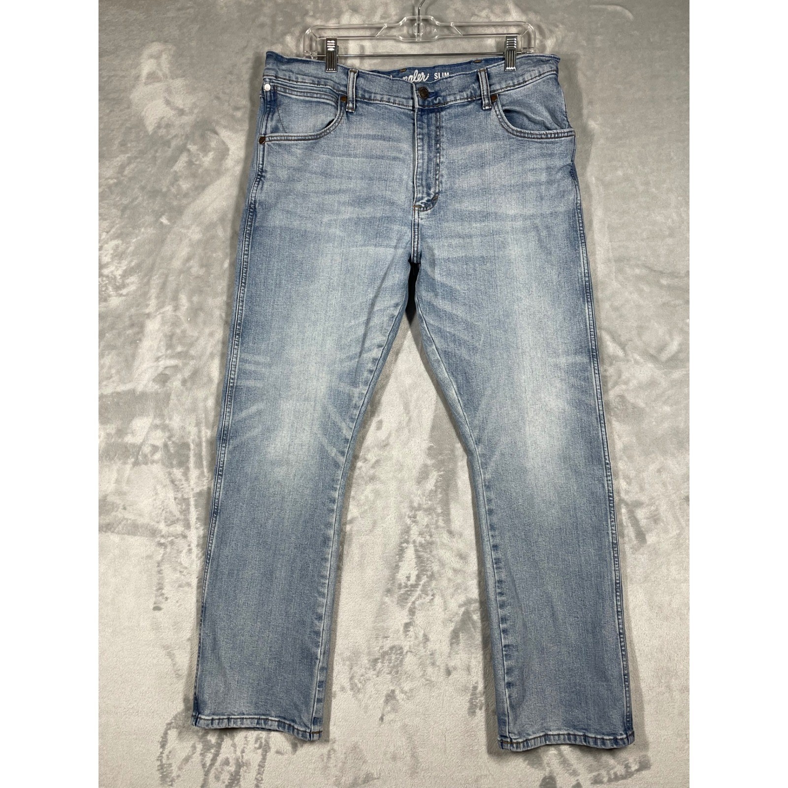 Wrangler Retro Slim Boot Light Wash Jeans Mens 36x30 77MWZBR Blue Denim Pants