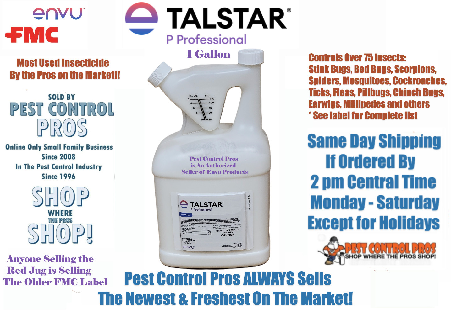 ENVU 1 Gal Talstar Pro Insect Control Pest Insecticide Roach Earwigs Flea Tick