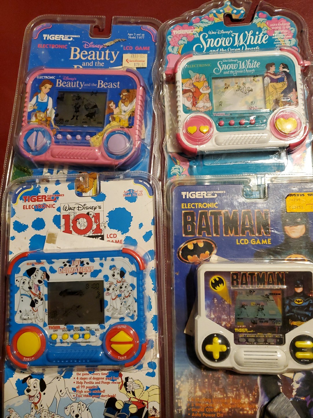 Vintage Lot 4 Tiger Electronics Video Games Snow White Batman Sleeping Beauty