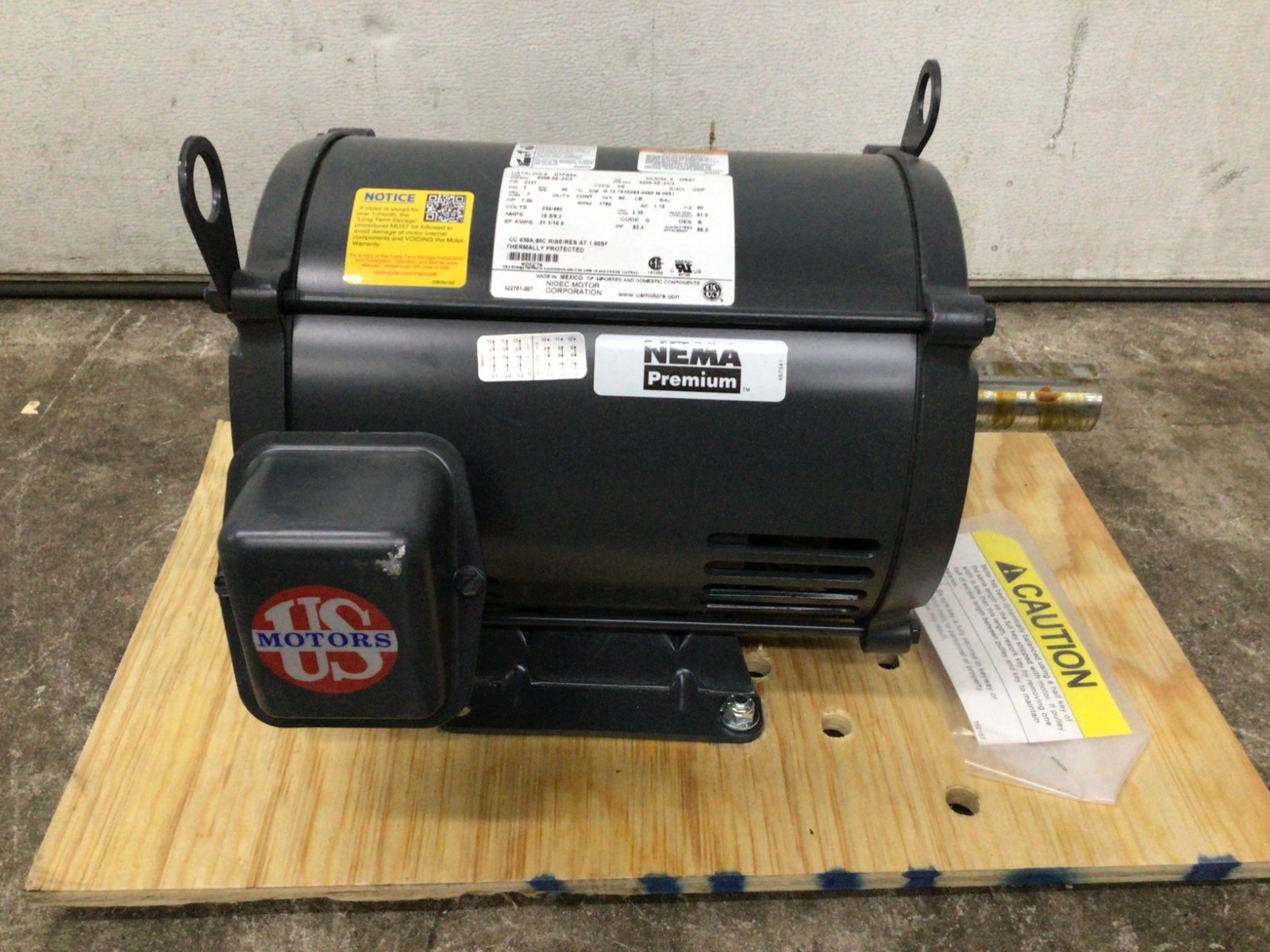 U.S. Motors D7PA2A 7-1/2 HP 1760 RPM 230/460V 3-Phase General Purpose Motor