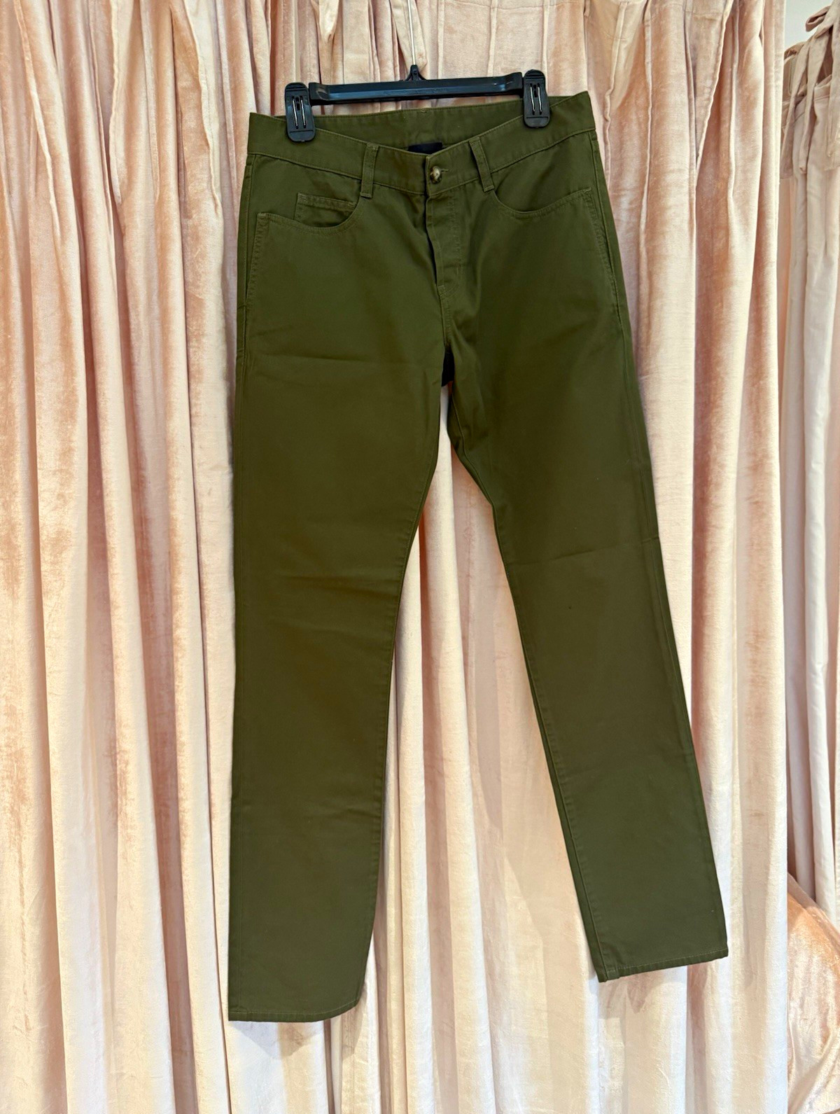 Saint Laurent Paris Men’s Green Twill Cotton Slim Skinny Chino Pants 28