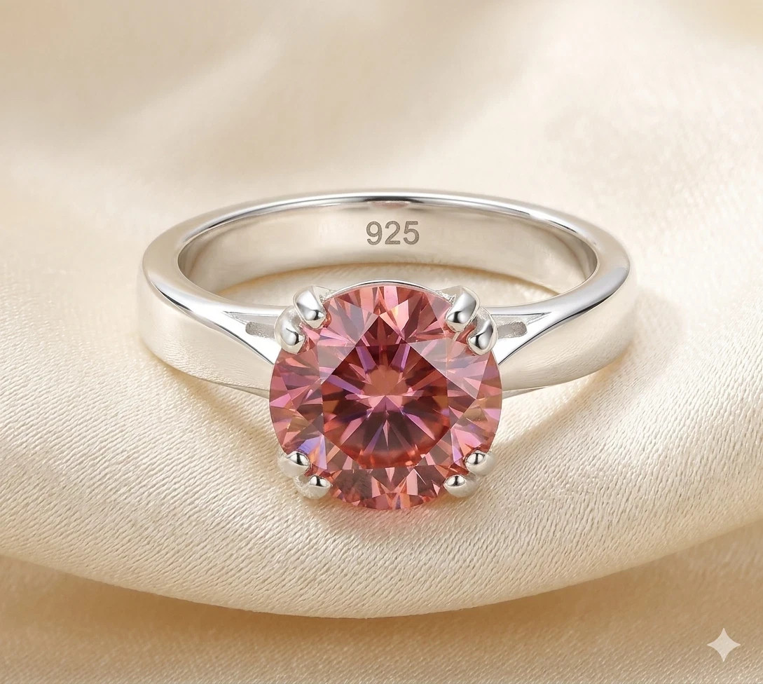 RARE 2.62 Ct Certified Treated Pink Diamond Solitaire Ring In 925 Silver