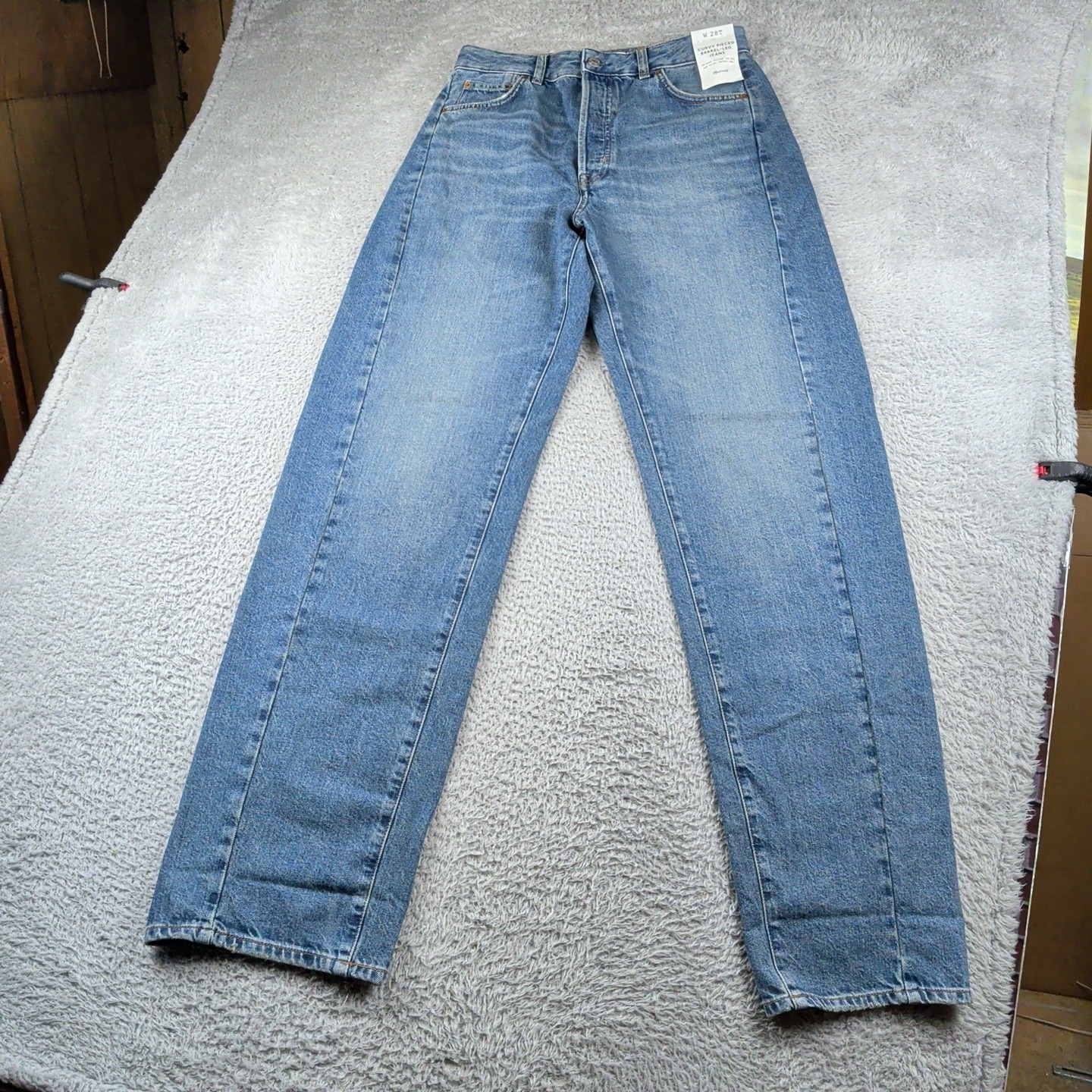 Madewell Jeans Womens Tall 28T Blue Curvy Pieced Barrel Leg Jeans Denim NWT