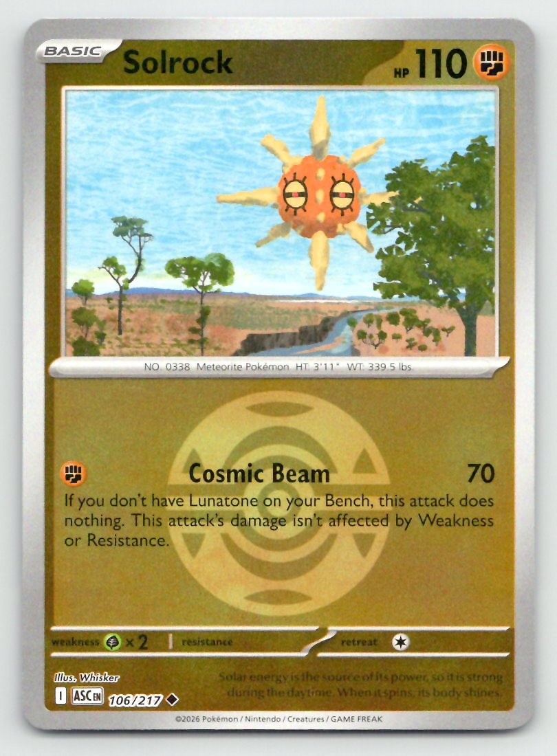 Pokemon Solrock (Dusk Ball) Ascended Heroes ASC REVERSE HOLO UC 106/217 NM