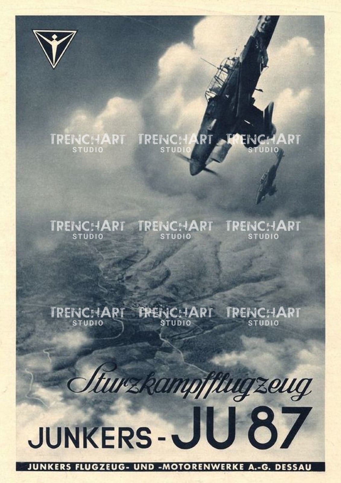 Poster Junkers Ju 87 Stuka WW2 WWII German Luftwaffe dive bomber aircraft print