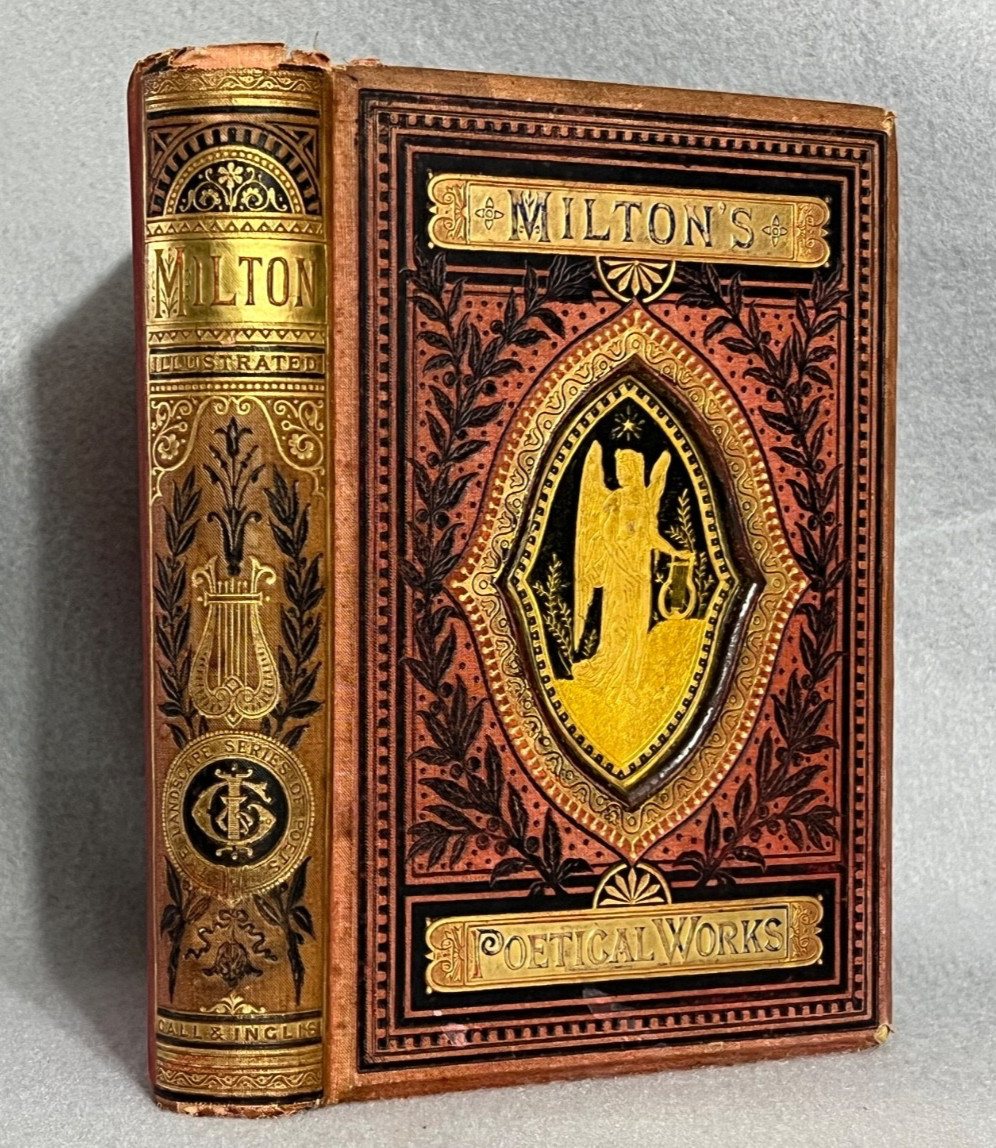 Antique Decorative Poetry Book Milton’s Works Paradise Lost Inset & Gilt c. 1870