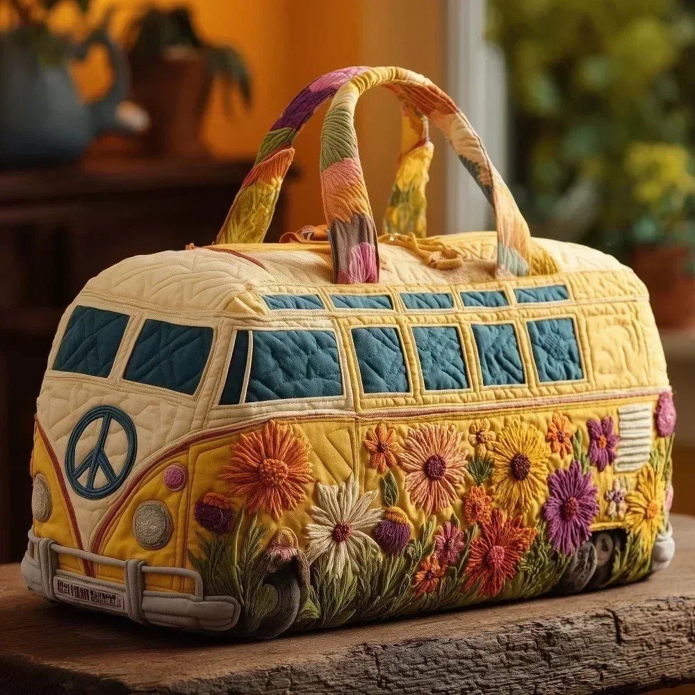 Super Trendy Scooby Doo The Mystery Machine Van Bag Handmade Duffel Quilted New