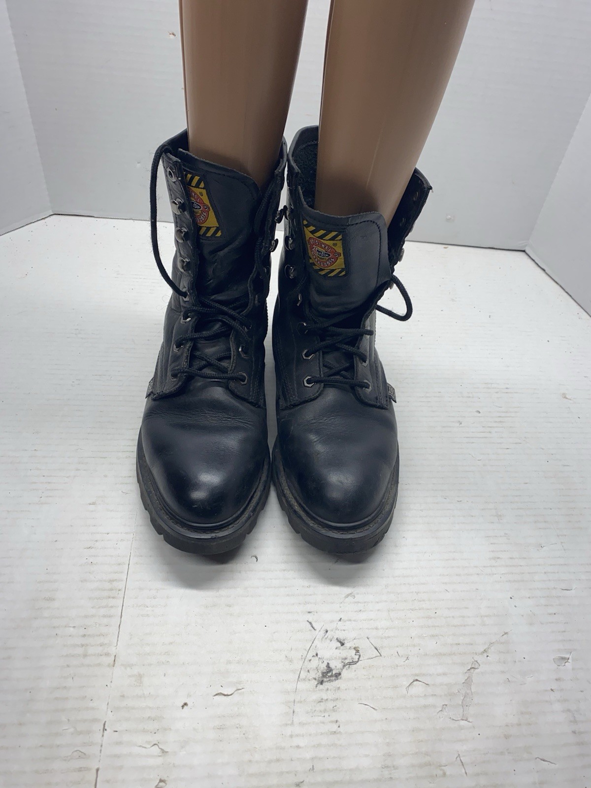 Justin Vintage USA Black Leather Lace Up Ranch Cowboy Kiltie Boots Mens 8.5M