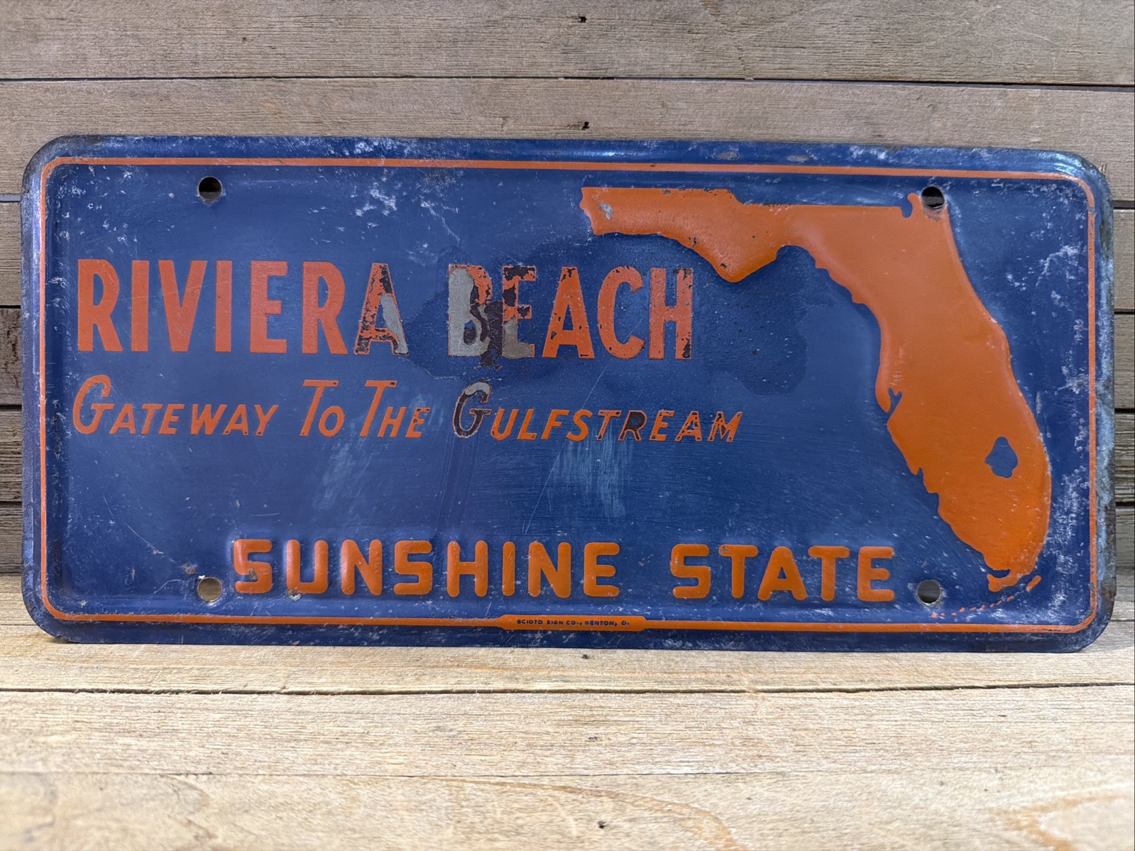 Vintage Riviera Beach Florida License Plate Sunshine State Gateway To Gulfstream