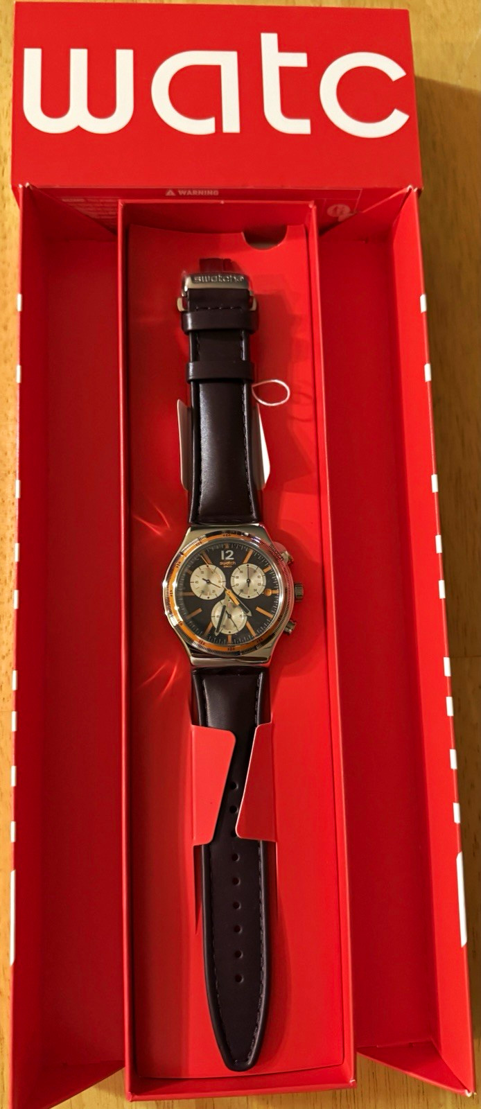 NEW 🇨🇭🔥✅Swatch Prisoner 🇨🇭🔥✅ Leather Strap Watch w/ Box and Papers
