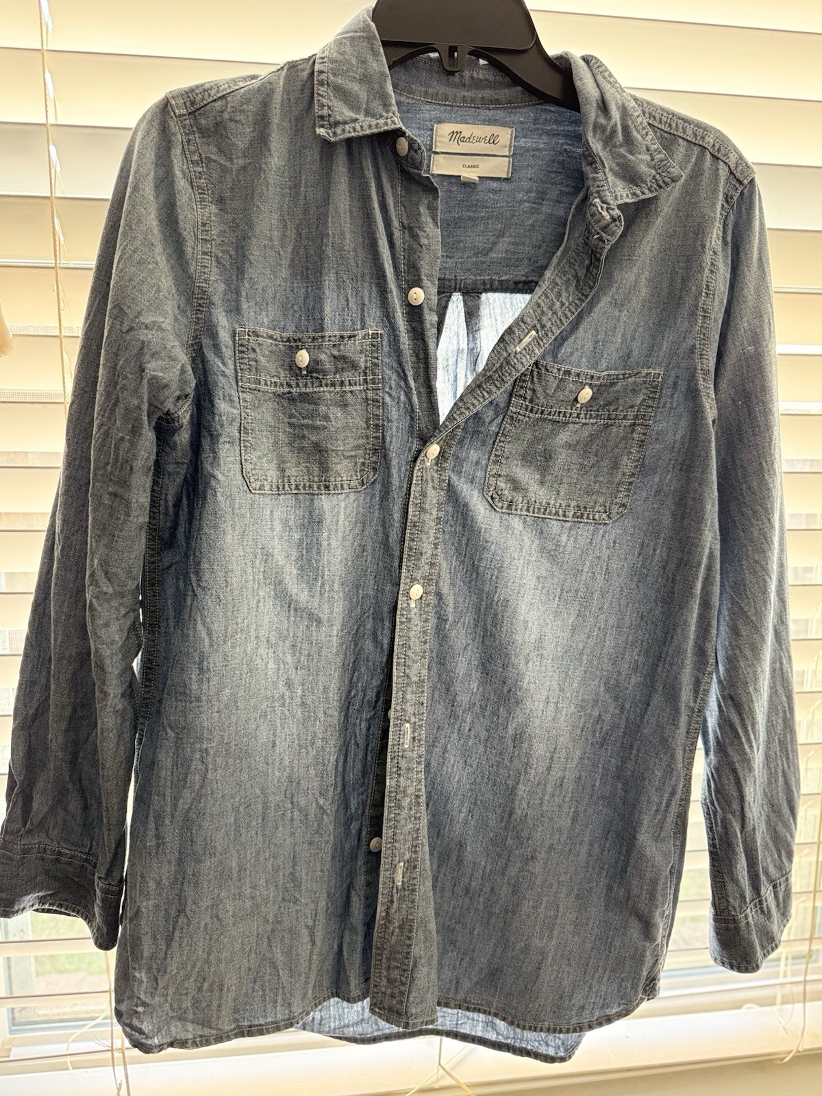 Madewell Classic Lt. Wash Women\'s Denim Shirt Sz M Button Up Cowgirl Cotton