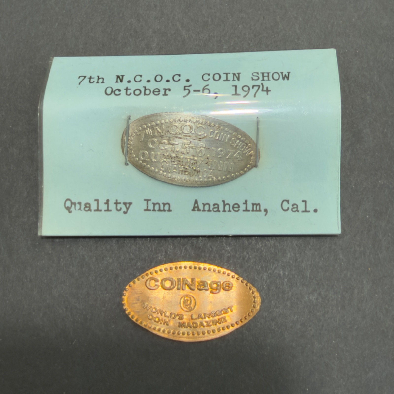 Vintage 1974 7th Annual NCOC Coin Show Anaheim, CA Elongated Dime & COINage Vintage 1974 7th Annual NCOC Coin Show Anaheim, CA Elongated Dime & COINage