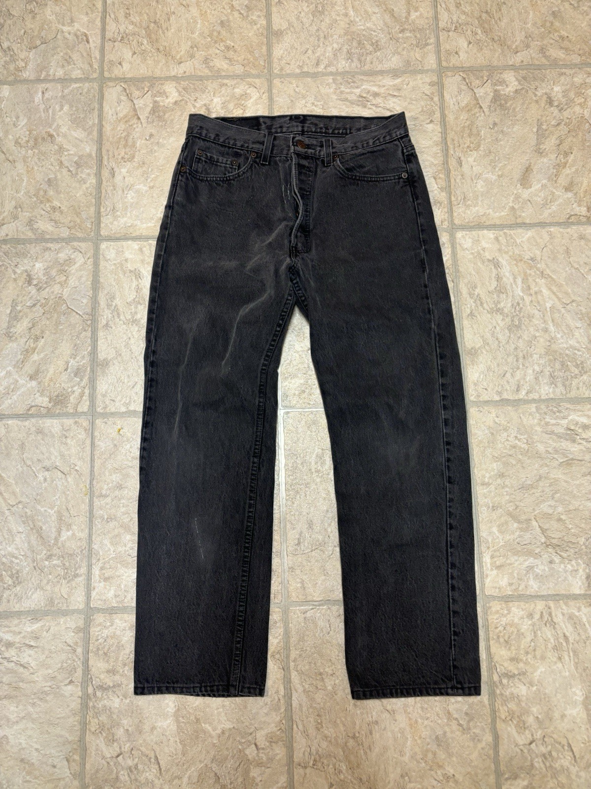 Vintage Levis 501 Jeans Mens Black Made in USA Button Fly Straight Fits 30x28
