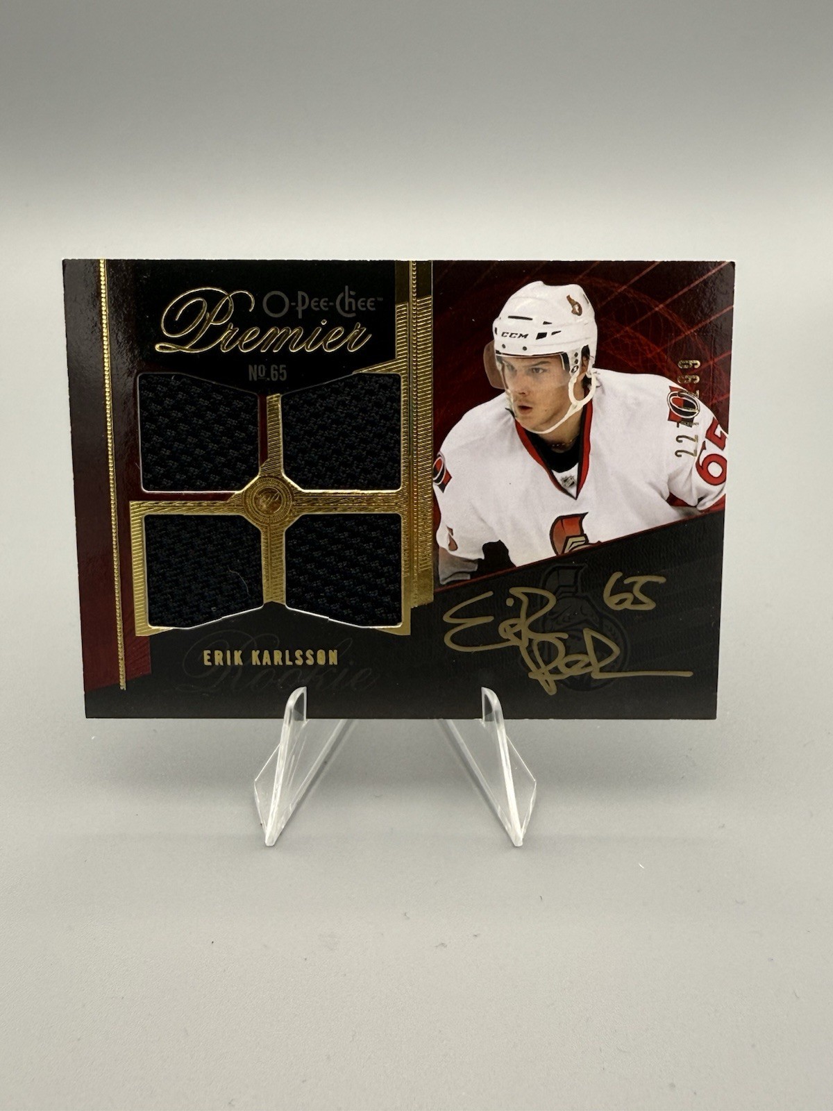 2009-10 O-Pee-Chee Premier Jersey Autographs #78 Erik Karlsson /299 2009-10 O-Pee-Chee Premier Jersey Autographs #78 Erik Karlsson /299
