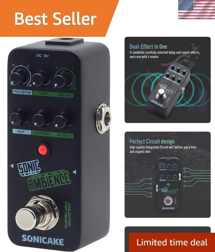 Compact Delay Reverb Pedal with Tap Tempo & Buffer Circuit for Musicians
