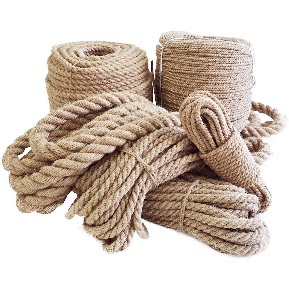 Natural Thick Hemp Rope Twisted Strong Jute Rope 4-Strand Burlap Rope for Craft Natural Thick Hemp Rope Twisted Strong Jute Rope 4-Strand Burlap Rope for Craft