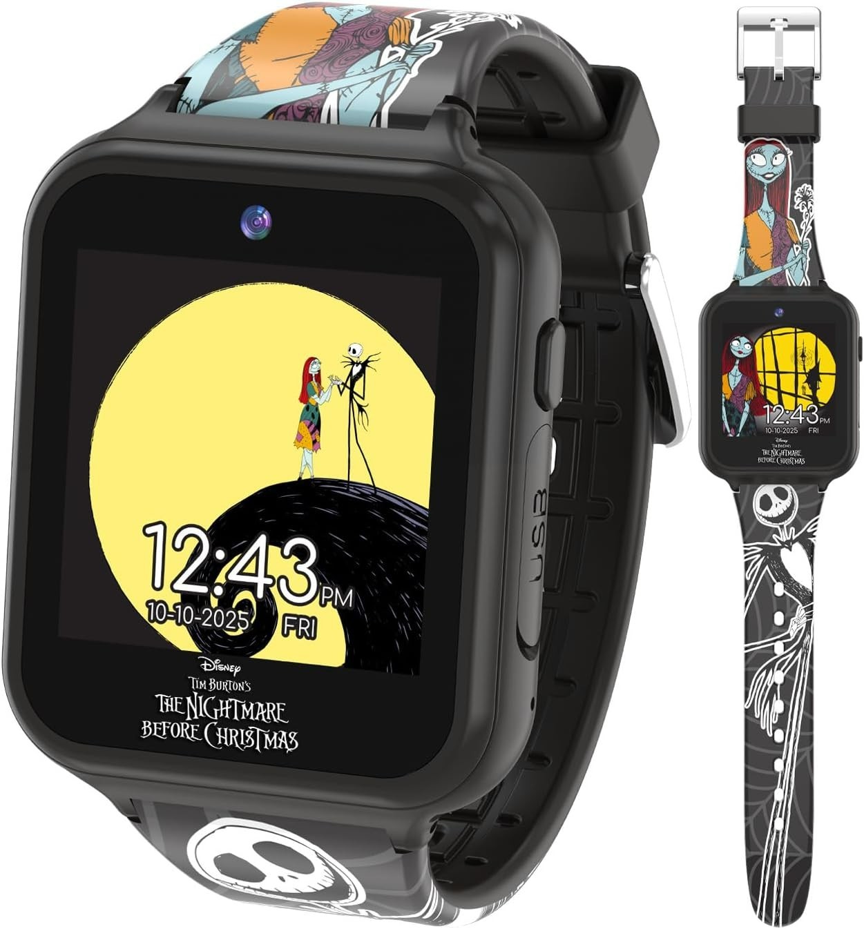 Accutime Kids Smartwatch Black Nightmare Before Christmas Interactive Camera