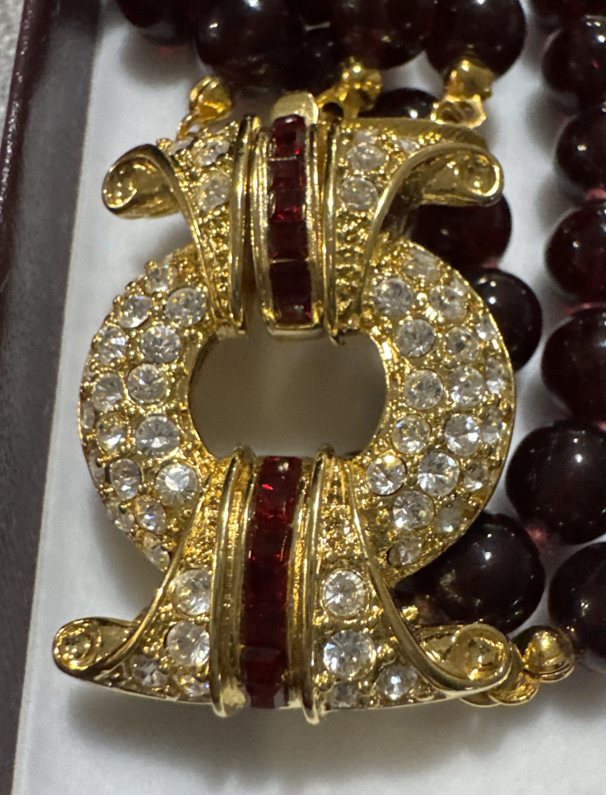 NOLAN MILLER Bordeaux Red Glass Bead Rhinestone Bracelet New