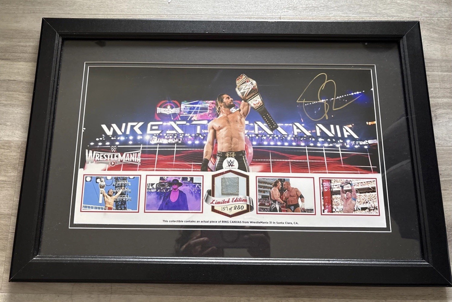 Seth Rollins Signed Wrestlemania 31 Plaque Relic 150 Framed WWE Autographed READ