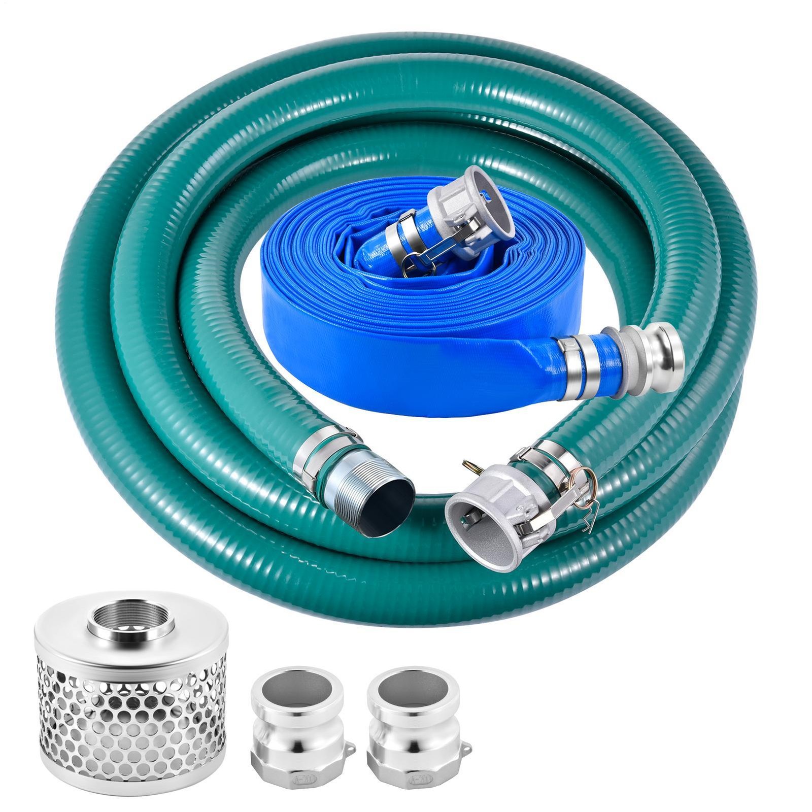 Suction Hose Kit for Water Pump 2 in x 20 ft Green/65 ft Blue Hoses