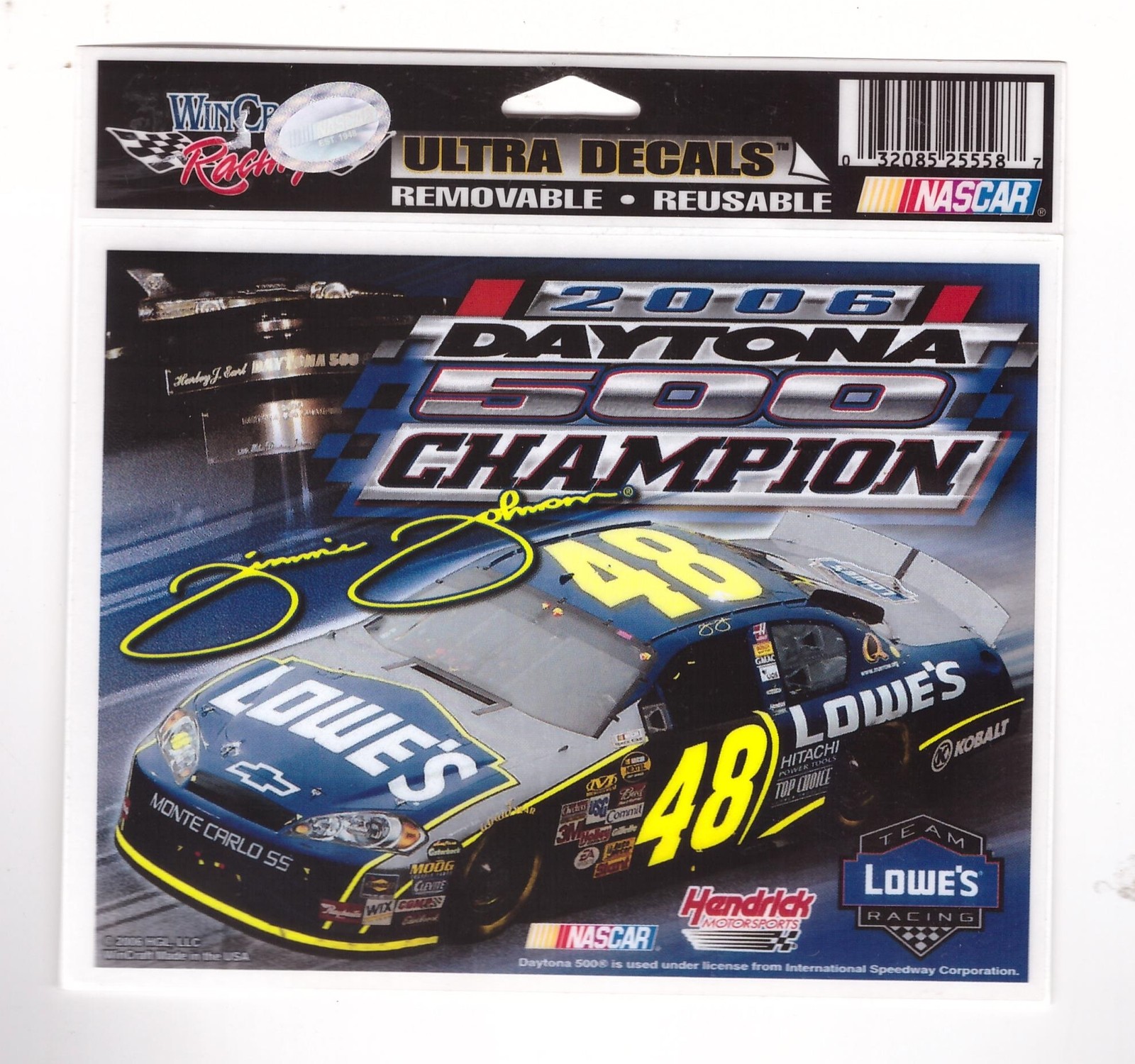 VINTAGE WINCRAFT #48 LOWES JIMMIE JOHNSON 2006 DAYTONA 500 CHAMPION ULTRA DECAL 