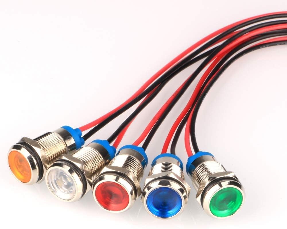 10mm LED Metal Indicator Light AC/DC 12-24V Waterproof for Signal and Pilot Dash 10mm LED Metal Indicator Light AC/DC 12-24V Waterproof for Signal and Pilot Dash