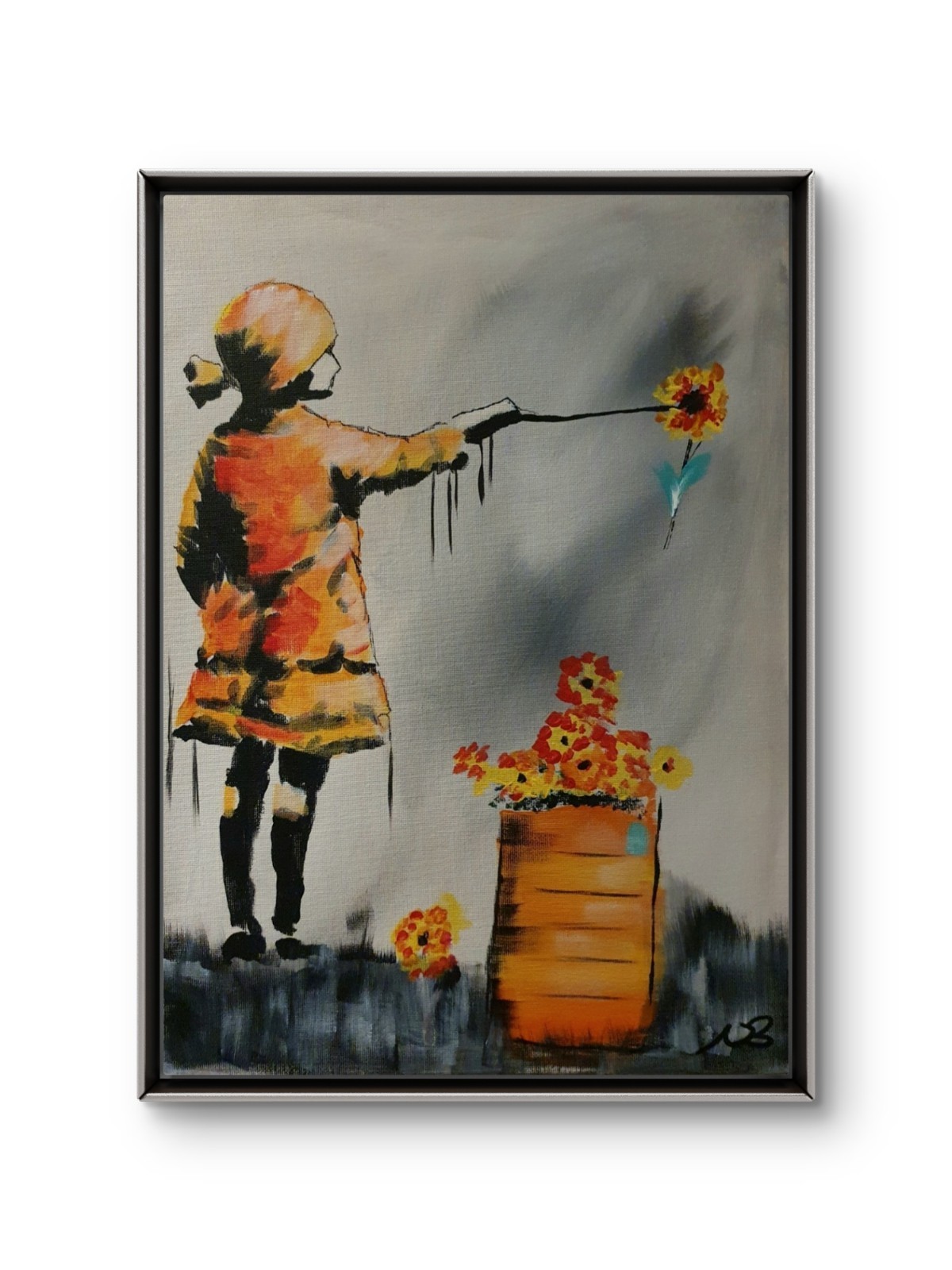 ORIGINAL ACRYLIC PAINTING 12x16 BANKSY INSPIRED ABSTRACT WALL ART PAINTED CANVAS
