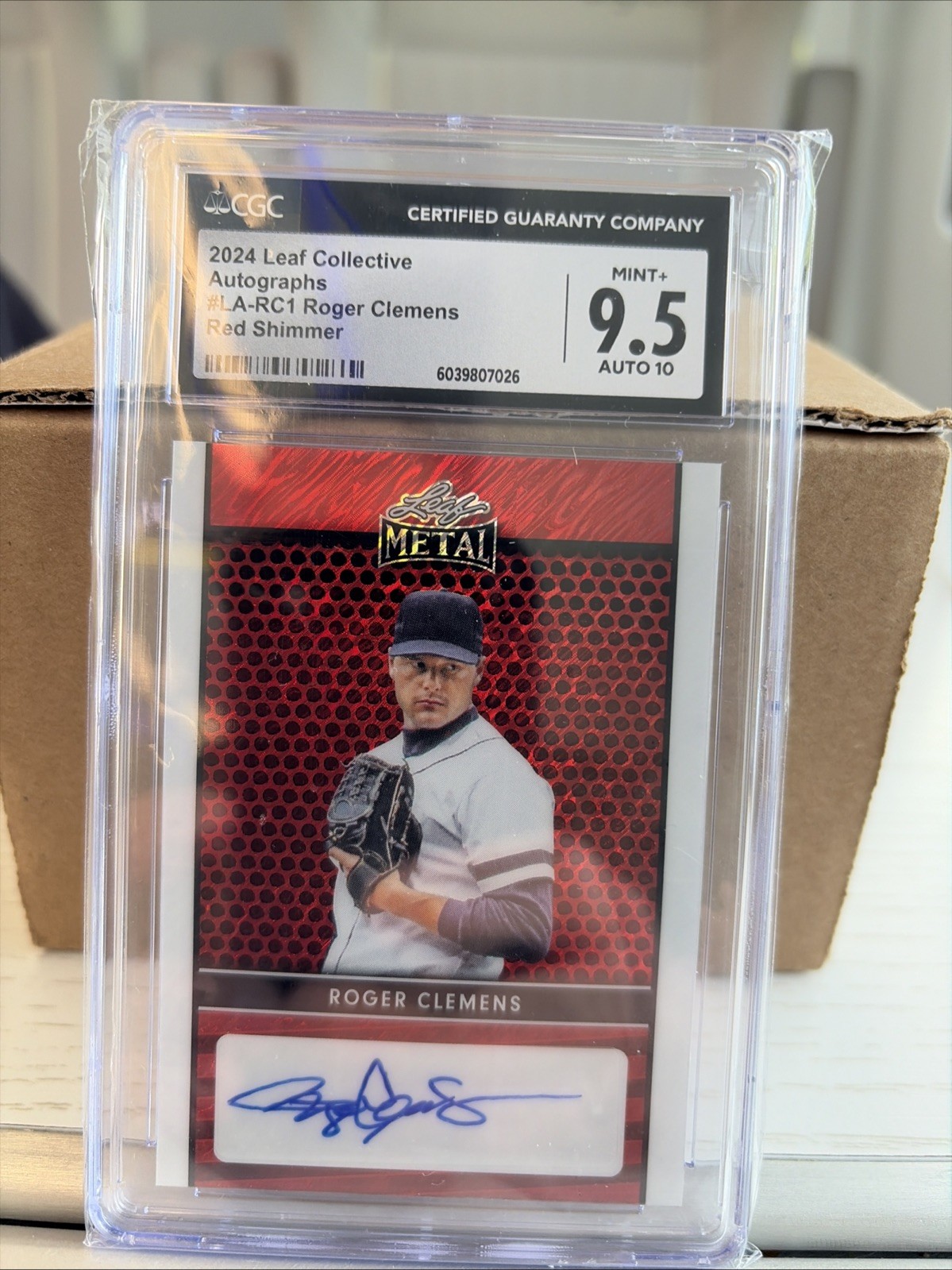 2024 Leaf Metal Autographs Roger Clemens Red Shimmer #4/4 CGC 9.5 Auto 10 2024 Leaf Metal Autographs Roger Clemens Red Shimmer #4/4 CGC 9.5 Auto 10