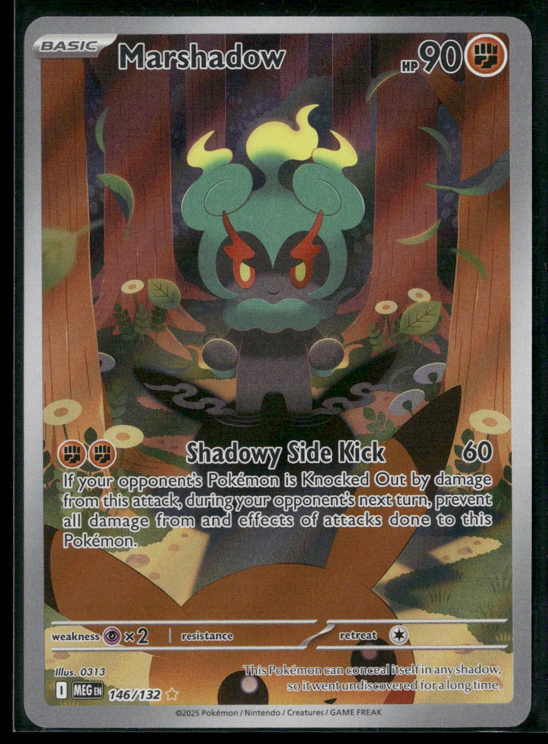 Pokémon Marshadow Illustration Rare 146/132 MEG ME01: Mega Evolution NM Pokémon Marshadow Illustration Rare 146/132 MEG ME01: Mega Evolution NM