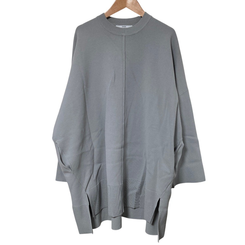 24SS UN3D Long Sleeve Oversized Knit Dress Tunic Size F Gray Women USED