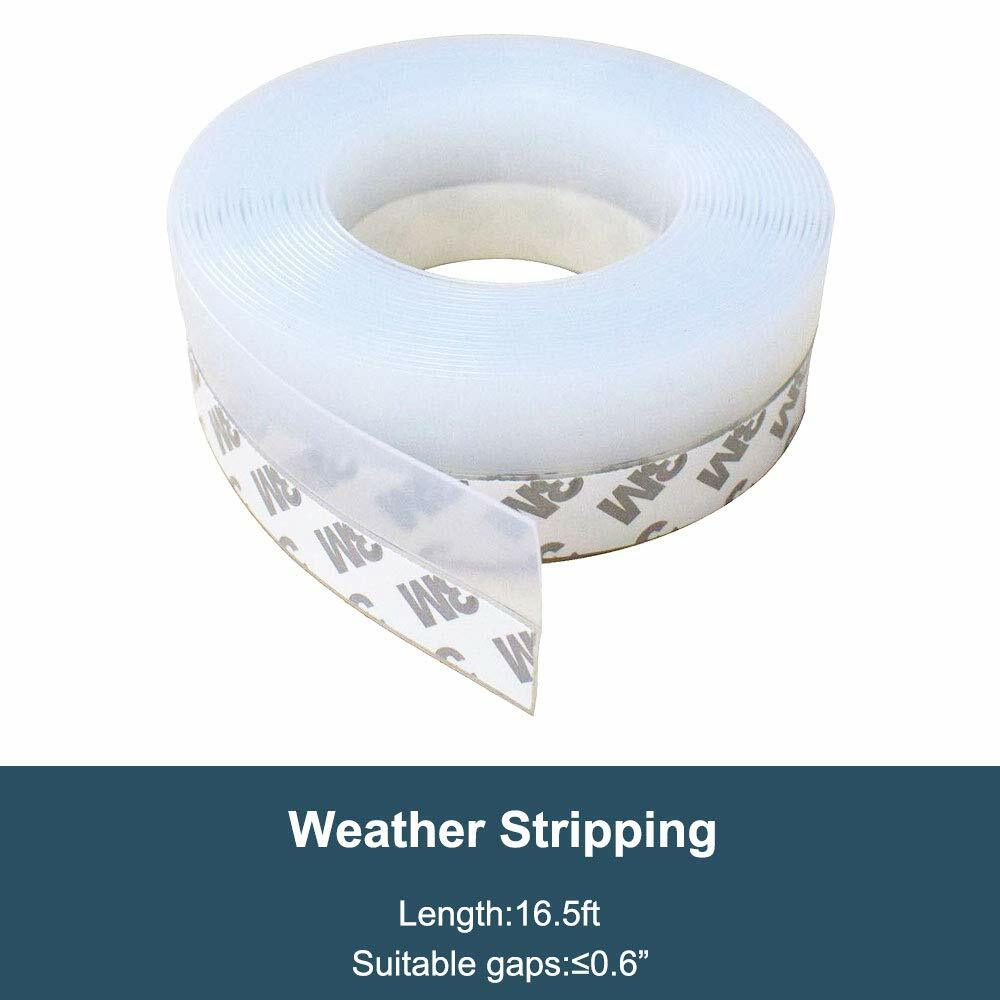 16FT/5M Weather Stripping Door Seal Strip Self Adhesive Silicone Bottom Stopper 16FT/5M Weather Stripping Door Seal Strip Self Adhesive Silicone Bottom Stopper