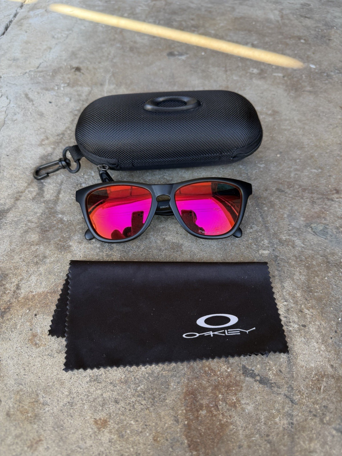 Oakley Frogskin Sunglasses Crystal Matte Black Ruby Red Fire Iridium Prizm Lens Oakley Frogskin Sunglasses Crystal Matte Black Ruby Red Fire Iridium Prizm Lens