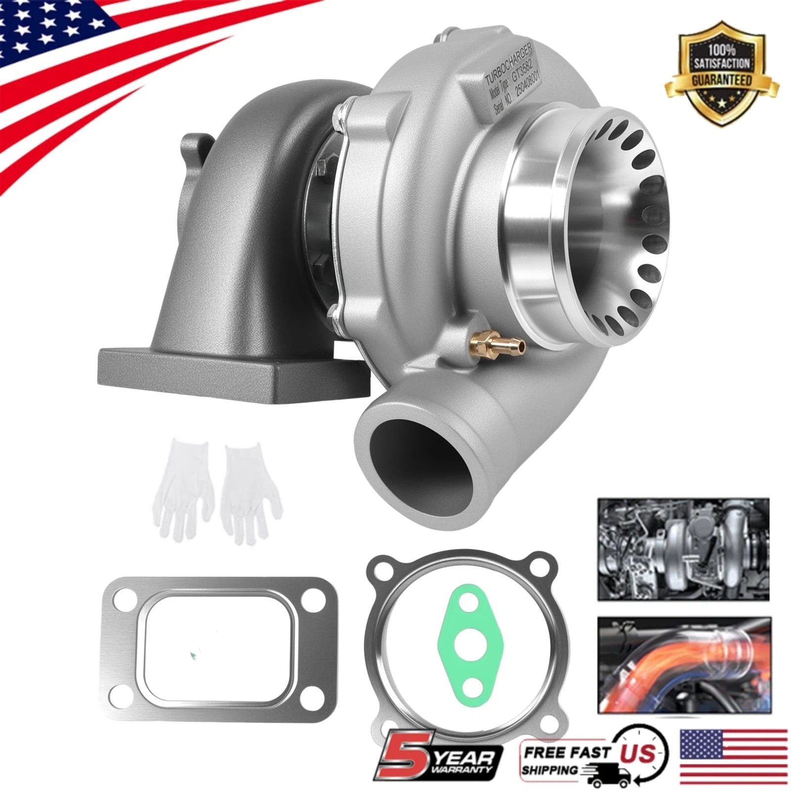 NEW Billet T3 GT3582 GT35 .70 A/R .63 Turbo 600+HP Anti-Surge Turbocharger USA