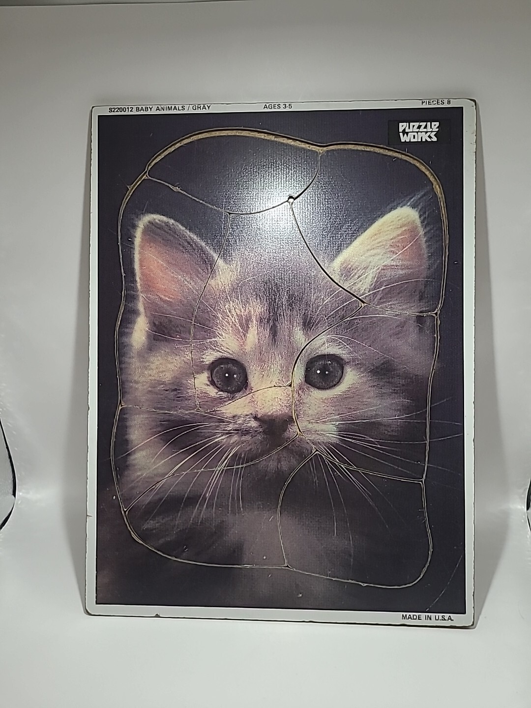 Vintage Wooden Kitten Puzzle Works 8 Piece Puzzle Made In USA