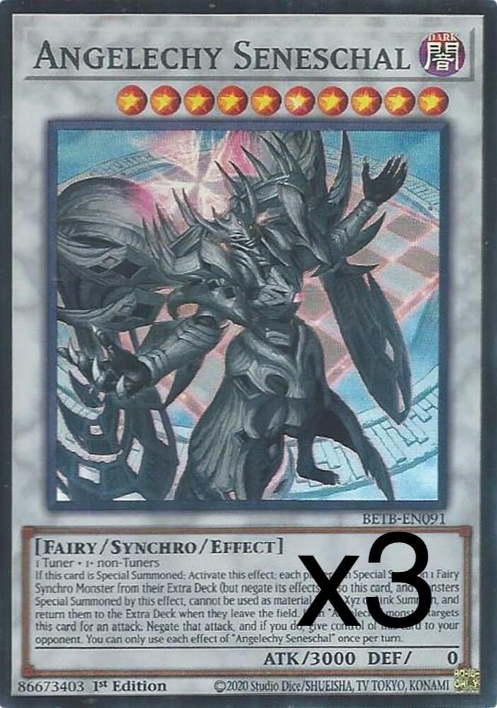 3x Yugioh Angelechy Seneschal BETB-EN091 Super Rare 1st Edition NM 3x Yugioh Angelechy Seneschal BETB-EN091 Super Rare 1st Edition NM