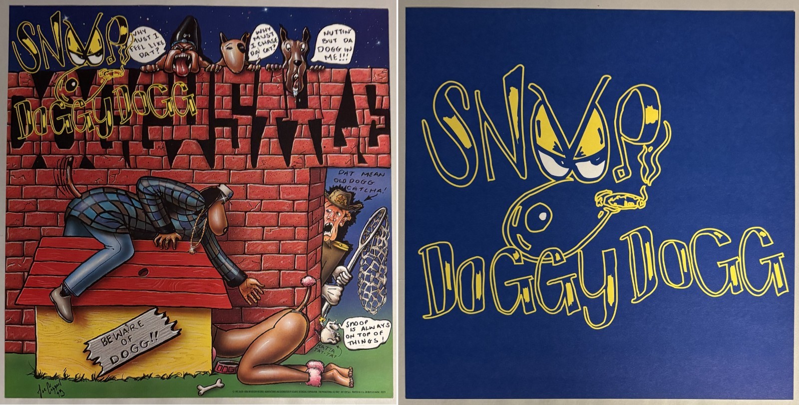 SNOOP DOGG Doggystyle 12x12 record store promo poster flat 2sided 1993 DEATH ROW