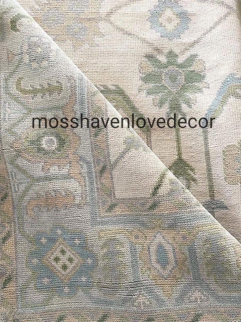 Hand Knotted Oushak Rug 8x10 Ft Ivory Floral Vintage Style Area Rug Handmade Hand Knotted Oushak Rug 8x10 Ft Ivory Floral Vintage Style Area Rug Handmade