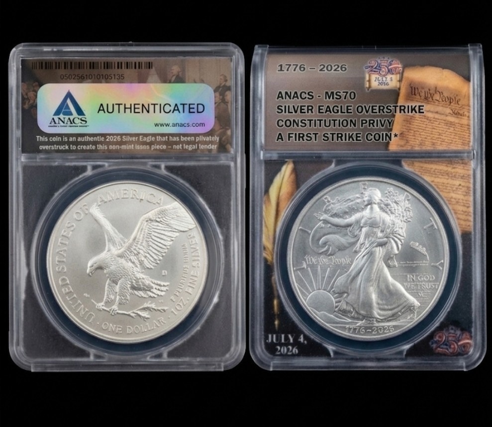 1776-2026-D Silver Eagle Restrike CONSTITUTION PRIVY ANACS MS70 FS πΊπΈ 1776-2026-D Silver Eagle Restrike CONSTITUTION PRIVY ANACS MS70 FS πΊπΈ