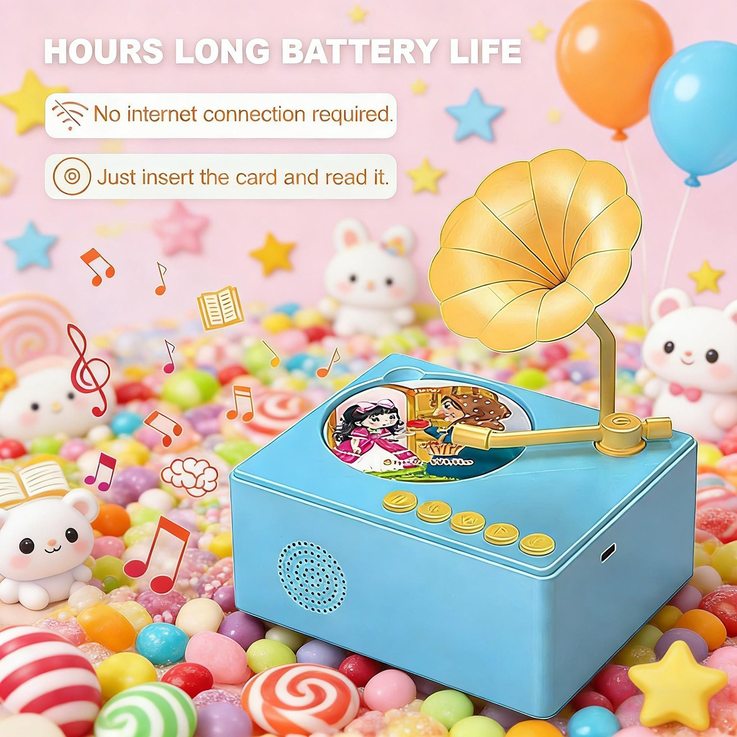 Audible Educational Toy with Music for Toddlers Age 1-5, 96 Songs Stories Cards