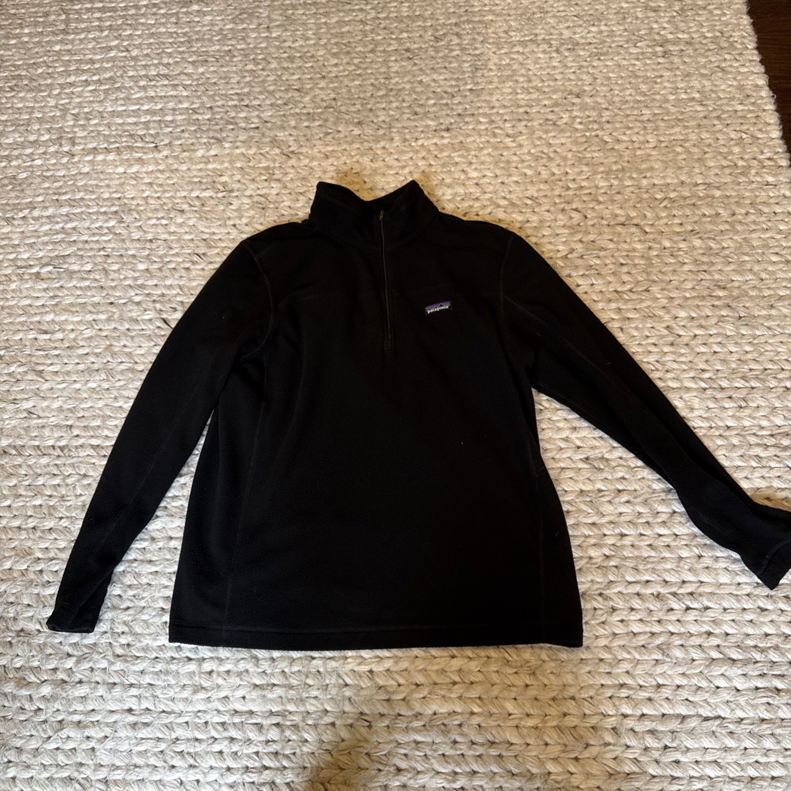 Patagonia Pullover Mens L Black Micro D Fleece Quarter Zip Microdenier Outdoor
