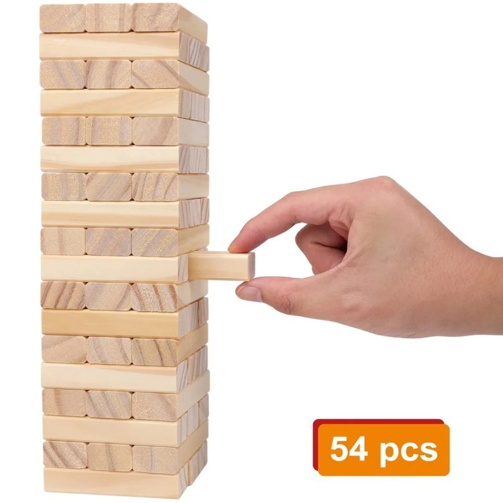 54PCS Stacking Tower Game Tumbling Blocks Party Family Fun Interactive Game