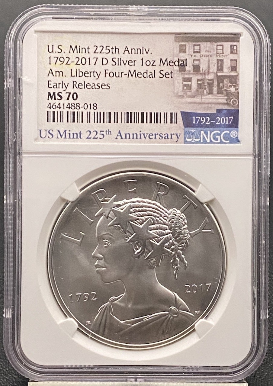 1792-2017 D American Liberty Silver Medal NGC MS70 U.S. Mint 225th Anniv.