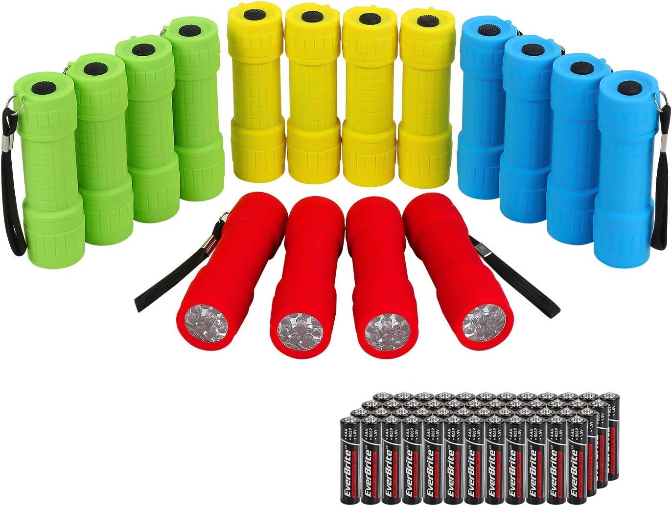 EverBrite Mini LED Flashlight Set 16-Pack/18-Pack Assorted Color AAA Battery USA