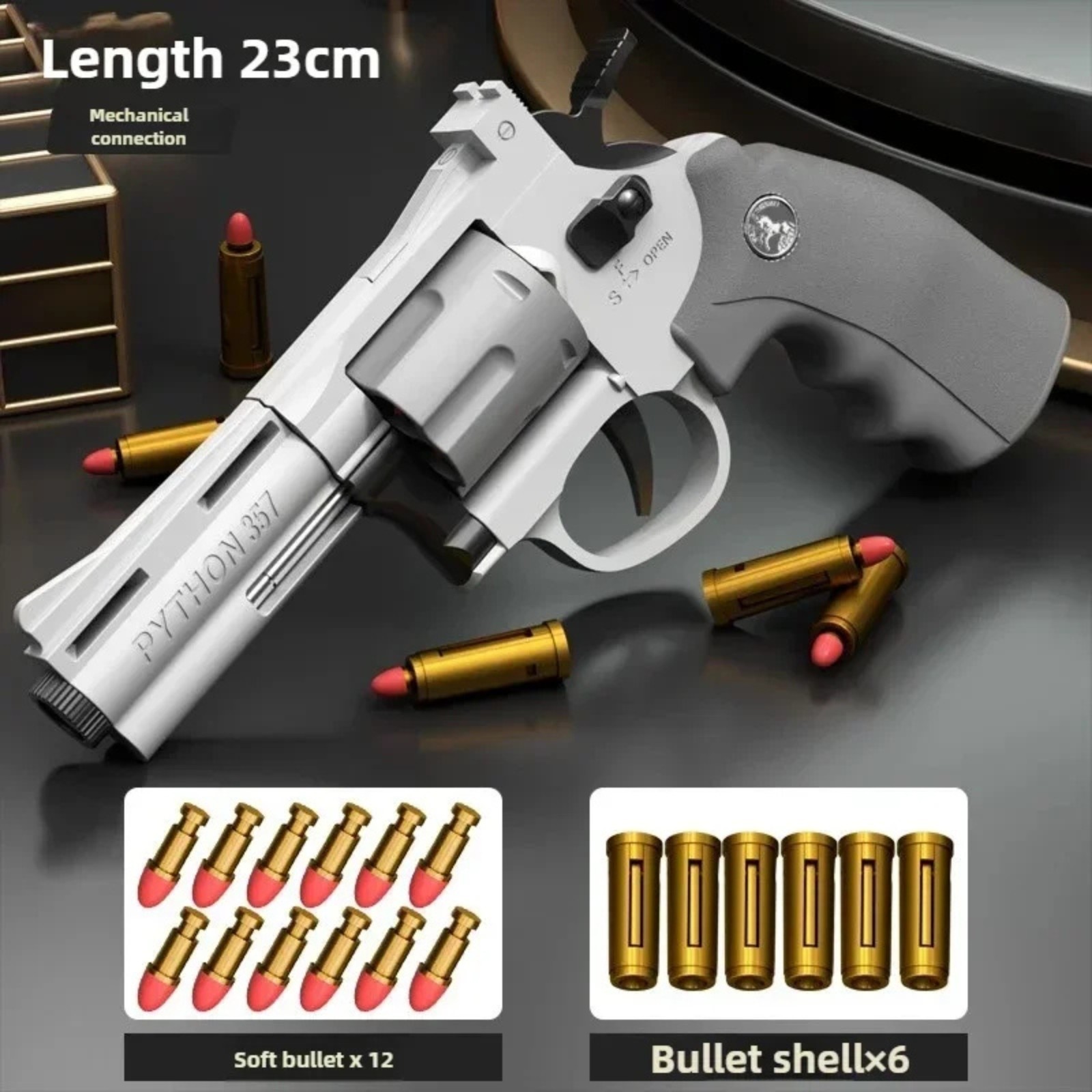 Continuous Firing ZP5 357 Revolver Launcher Pistol Soft Dart Bullet Toy Gun CS