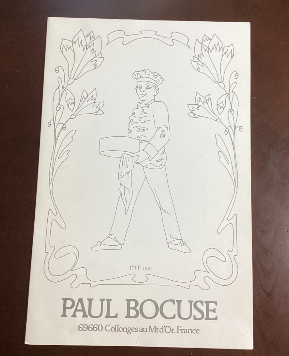 French Chef Paul Bocuse’s Restaurant Menu w/Wine List Summer 1981 France